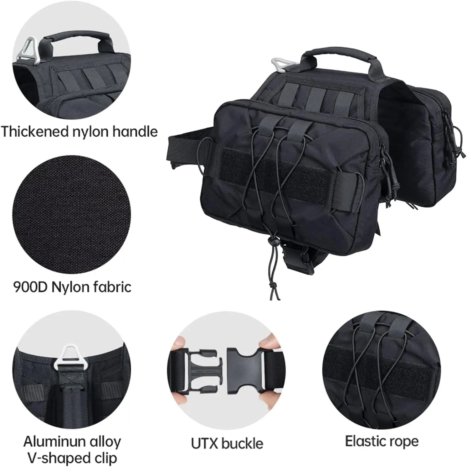 Dog Tactical Saddle Bag Camping Pack Large Dogs