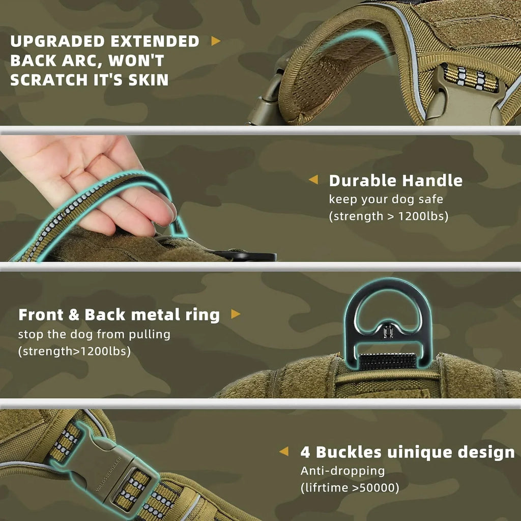 Tactical No-Pull Dog Harness for Medium & Large Dogs