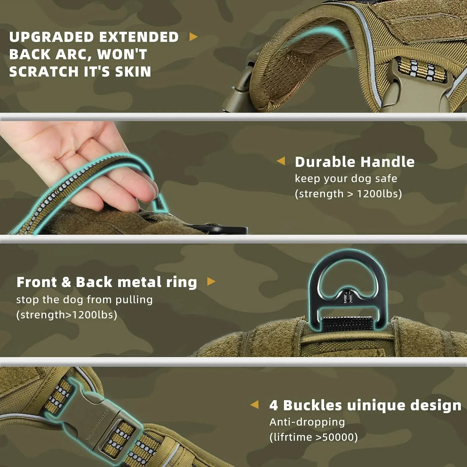 Tactical No-Pull Dog Harness for Medium & Large Dogs