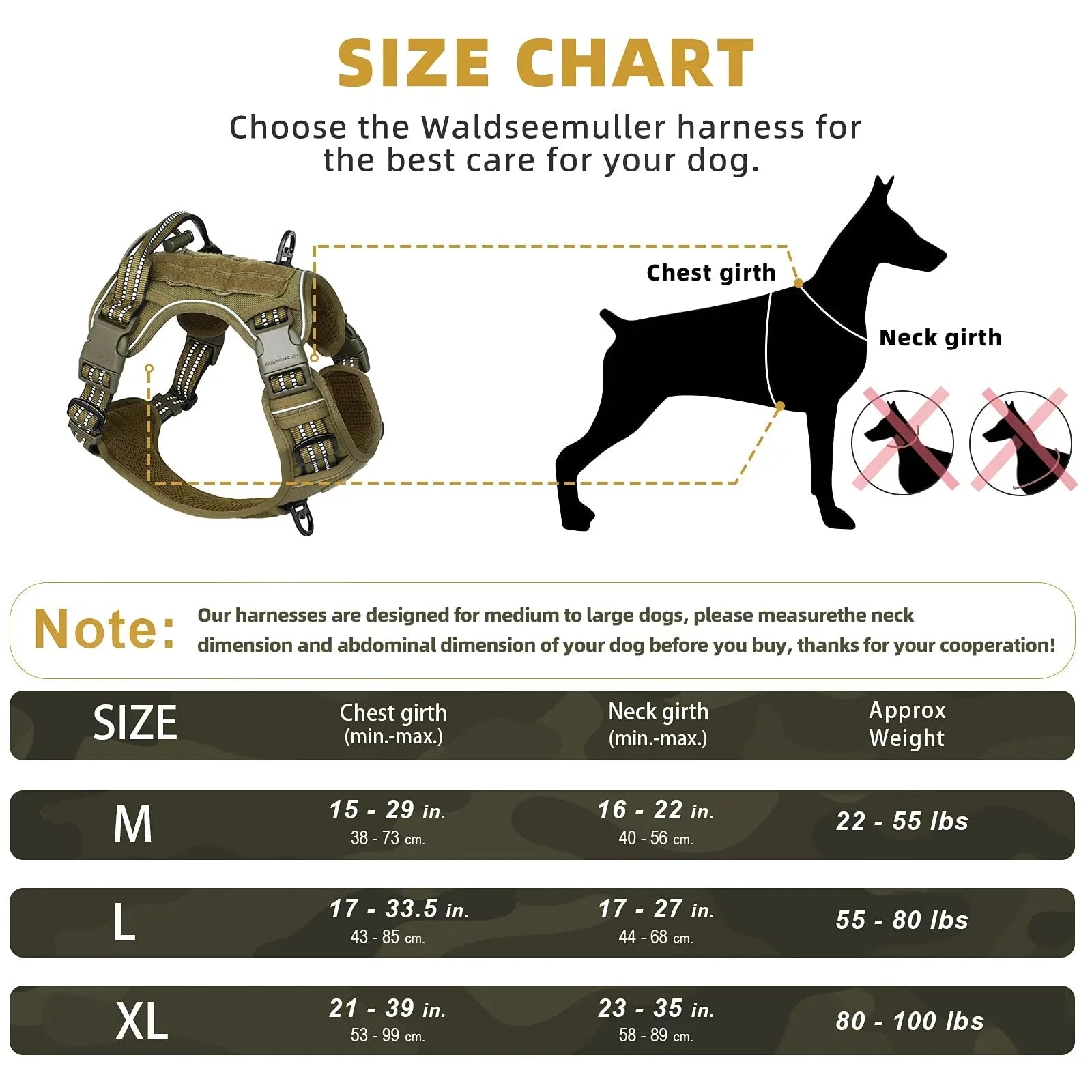 Tactical No-Pull Dog Harness for Medium & Large Dogs