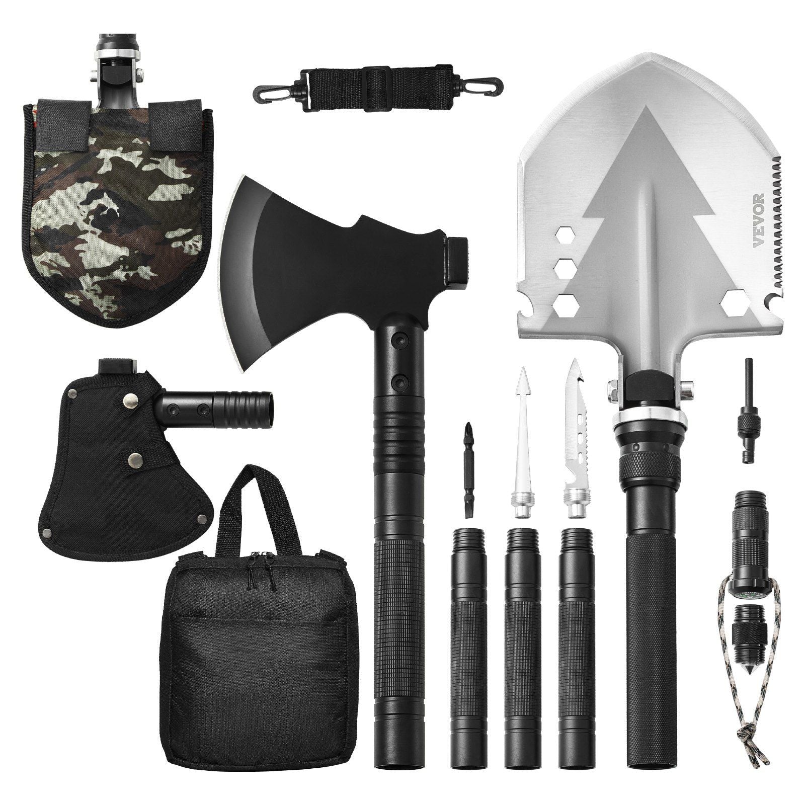 Survival Folding Shovel With Axe 16-in-1